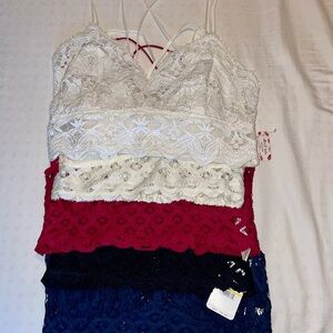 Free People Lace Bralette Set-White (L), Ivory (L), Red (L), Black (M), Navy (L)